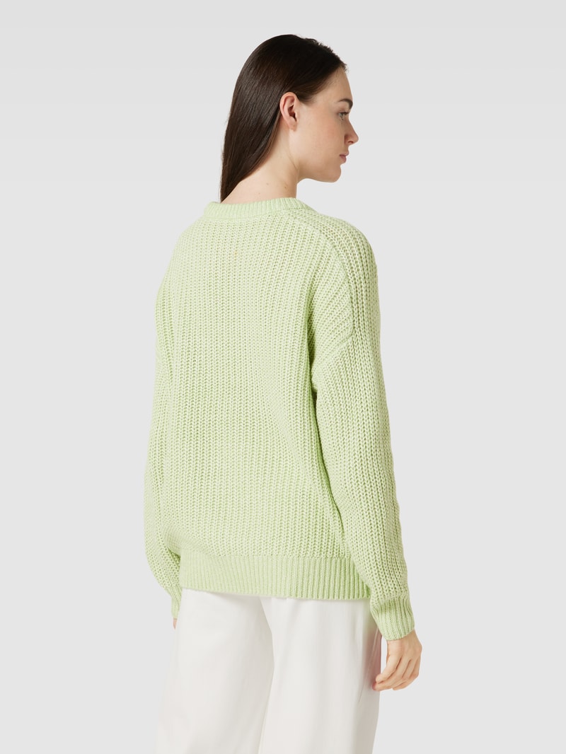 Strickpullover mit Rundhalsausschnitt Modell 'Remone' in hellgrün meliert