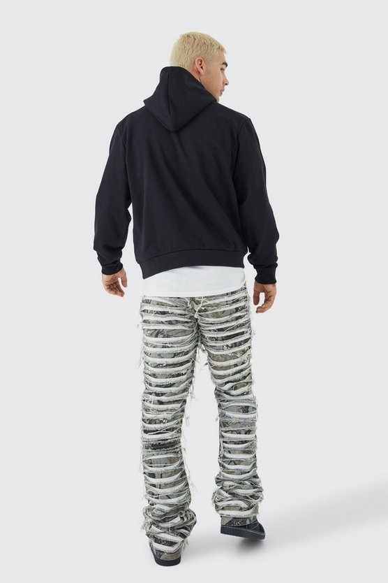 Zerrissene Slim-Fit Camouflage-Hose