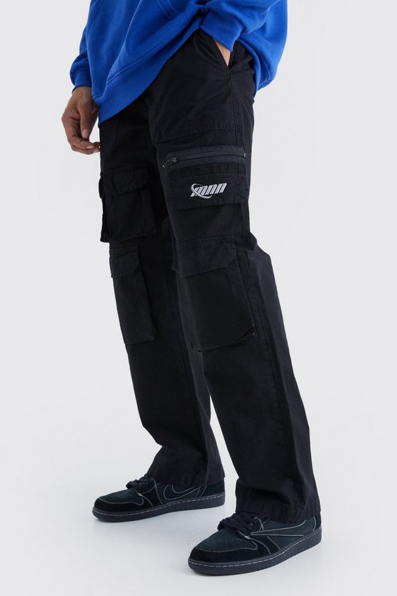 Lockere Cargo-Hose mit Stickerei
