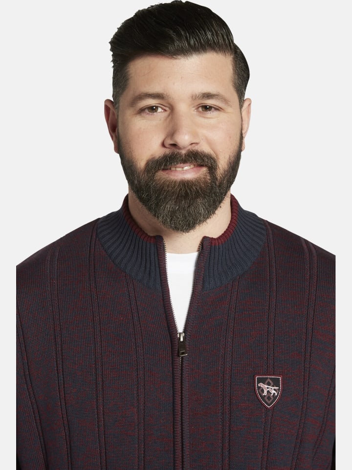 Charles Colby Strickjacke DUKE HAGANSON in dunkelrot melange günstig kaufen