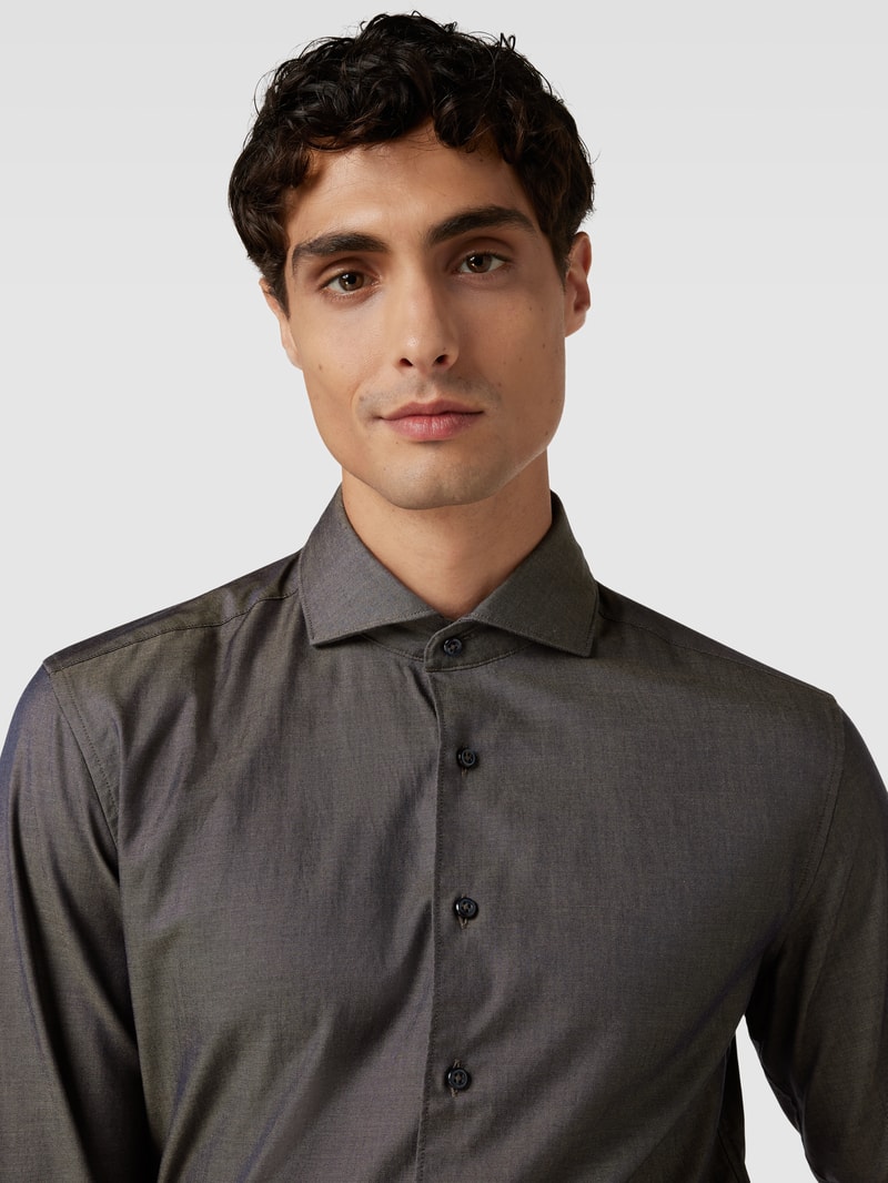 Slim Fit Premium Shirt mit Haifischkragen in anthrazit