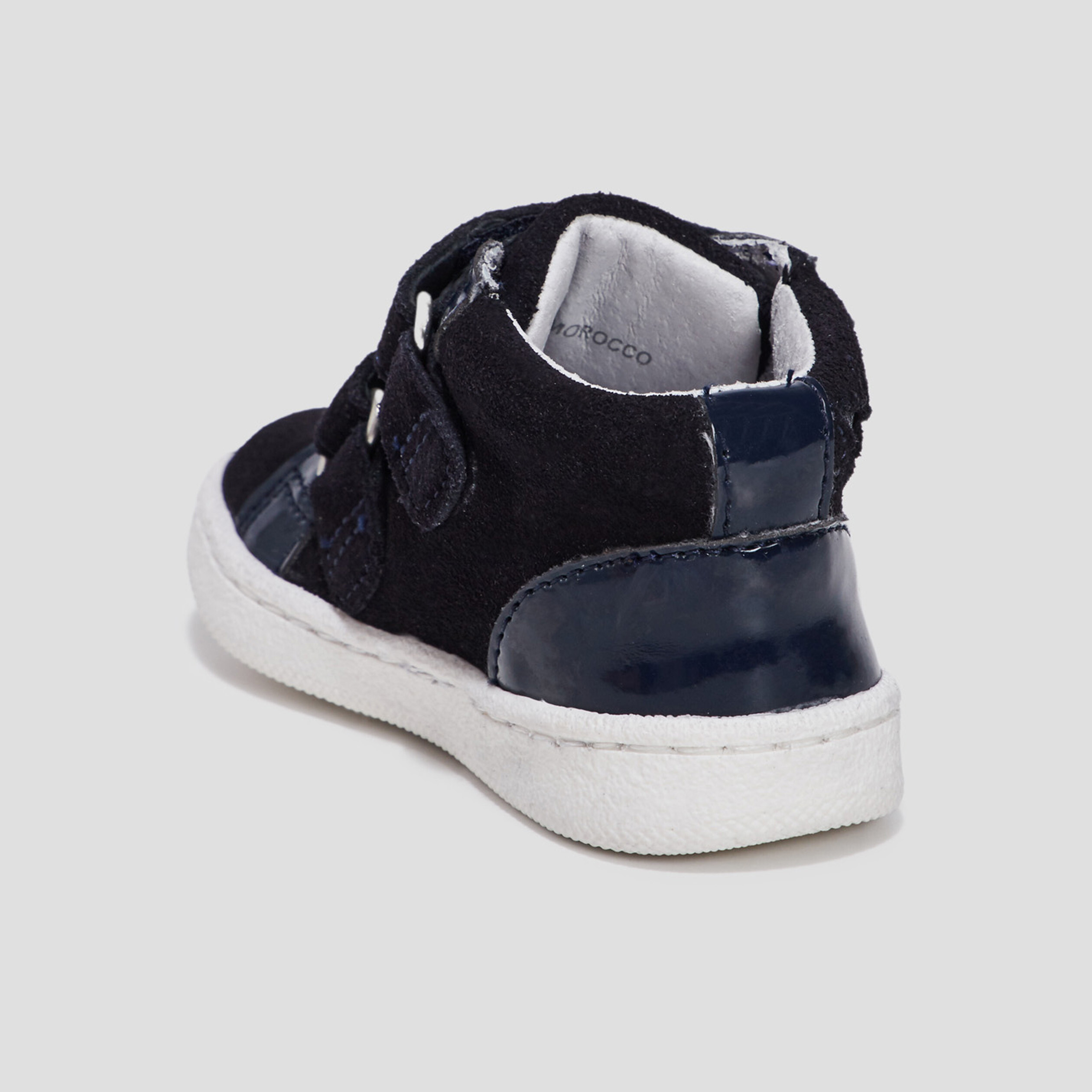 Baskets montantes en cuir bleu marine bébé fille | La Halle
