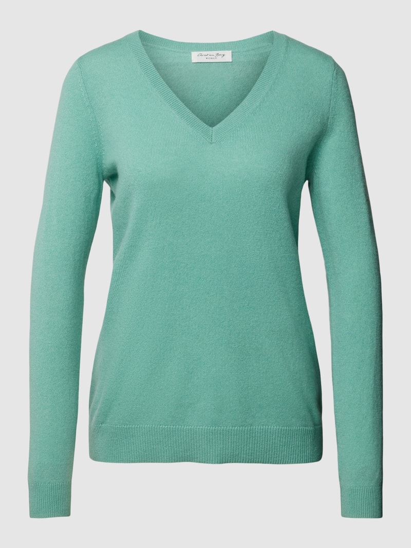 Strickpullover aus Kaschmir mit V-Ausschnitt in schilf