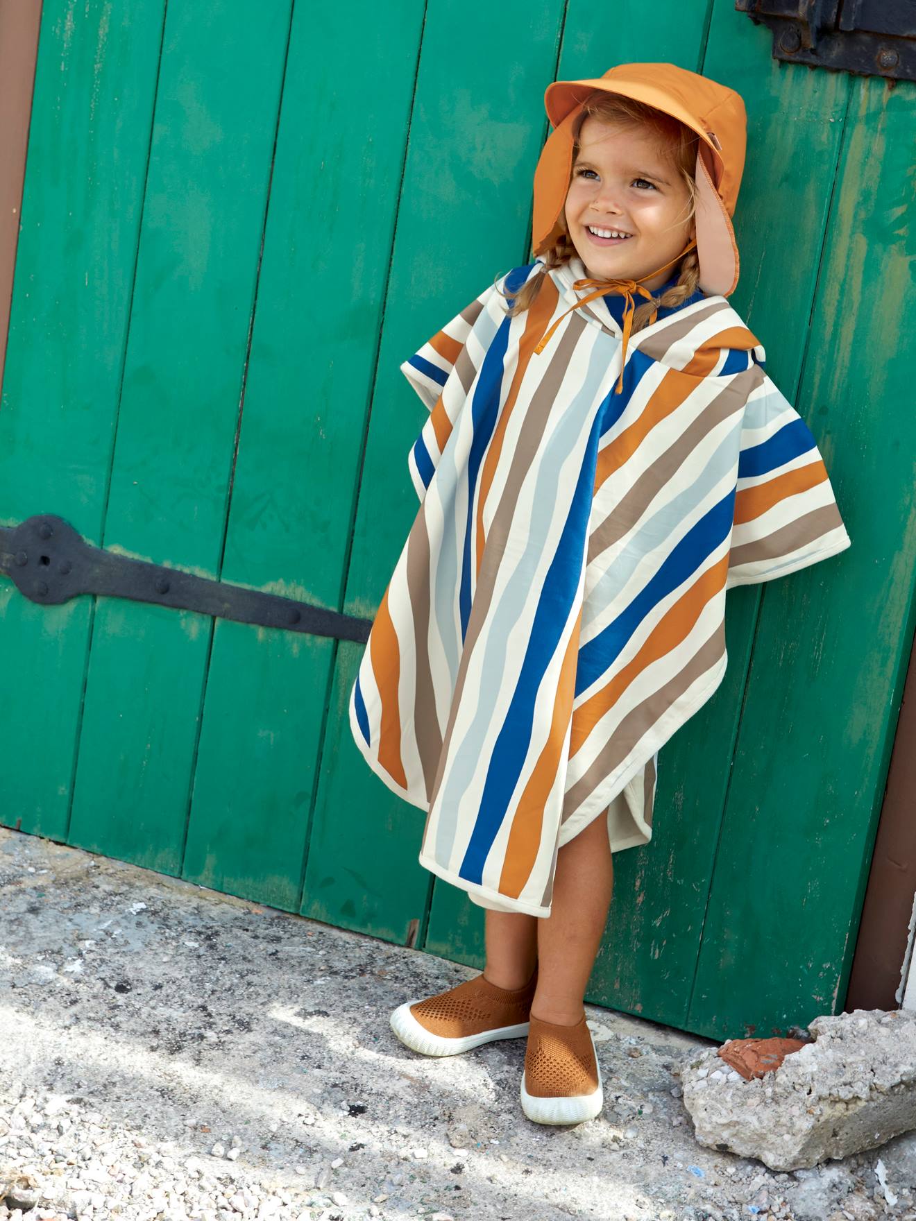 Lässig Kinder Badeponcho mit UV-Schutz LÄSSIG - weiß gestreift