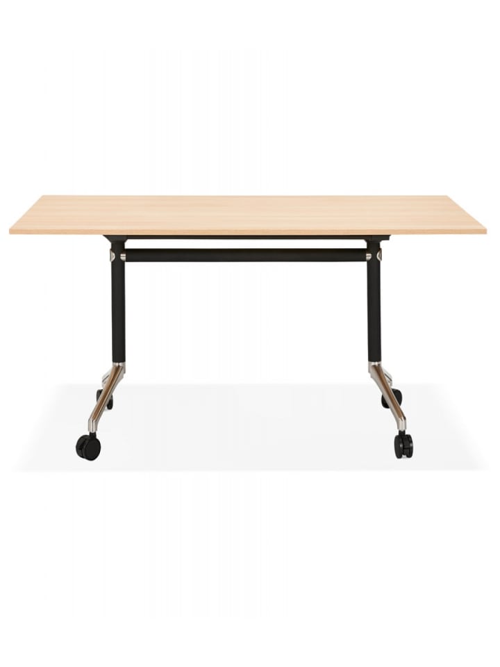 KADIMA DESIGN Klappbarer Schreibtisch aus Holz und Metall | Beige Naturholz Optik in Beige günstig kaufen