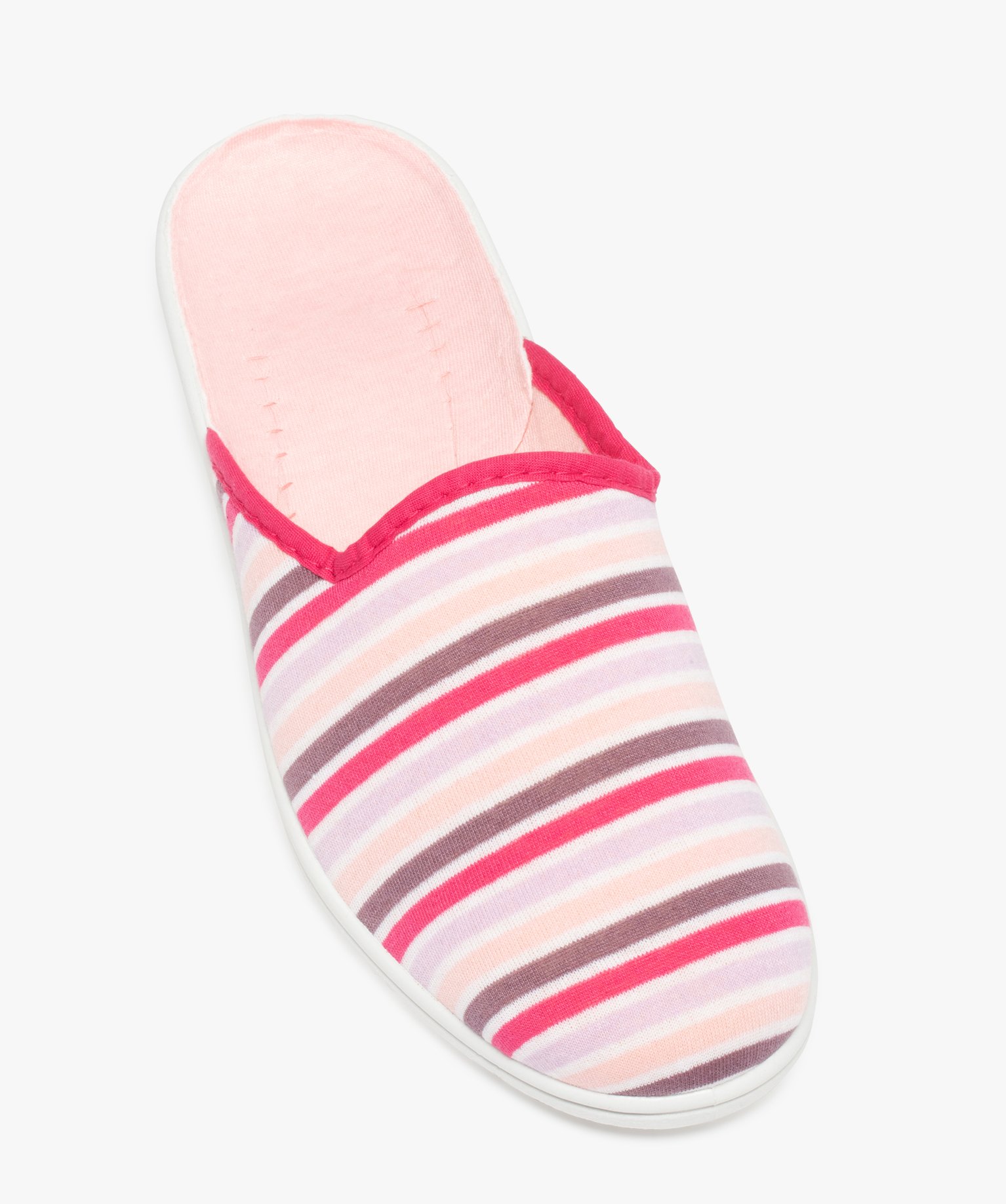 Chaussons femme mules confort en jersey rembourré rose | GEMO