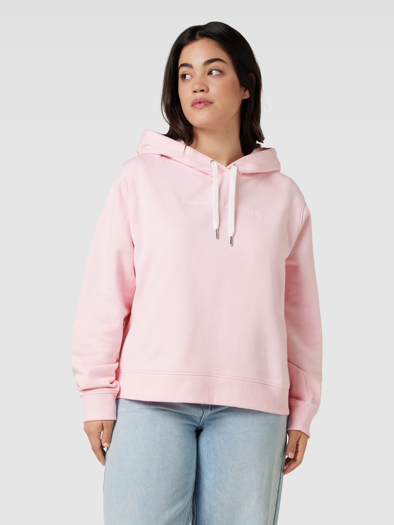 PLUS SIZE Hoodie mit Label-Stitching in hellrosa