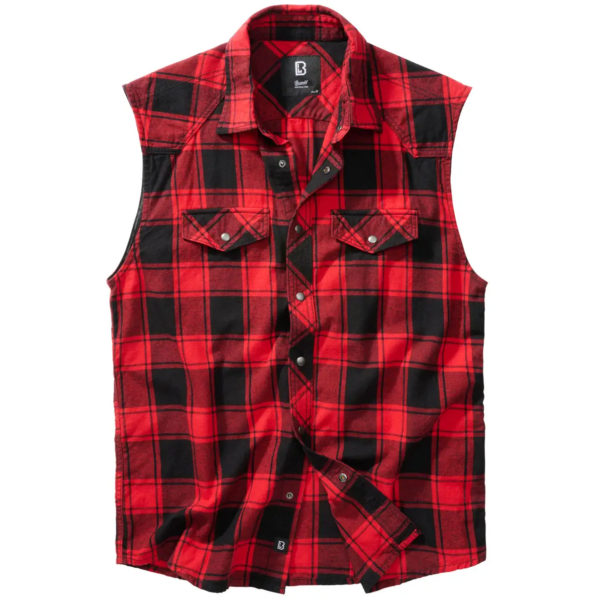 Checkshirt ärmellos rot-schwarz