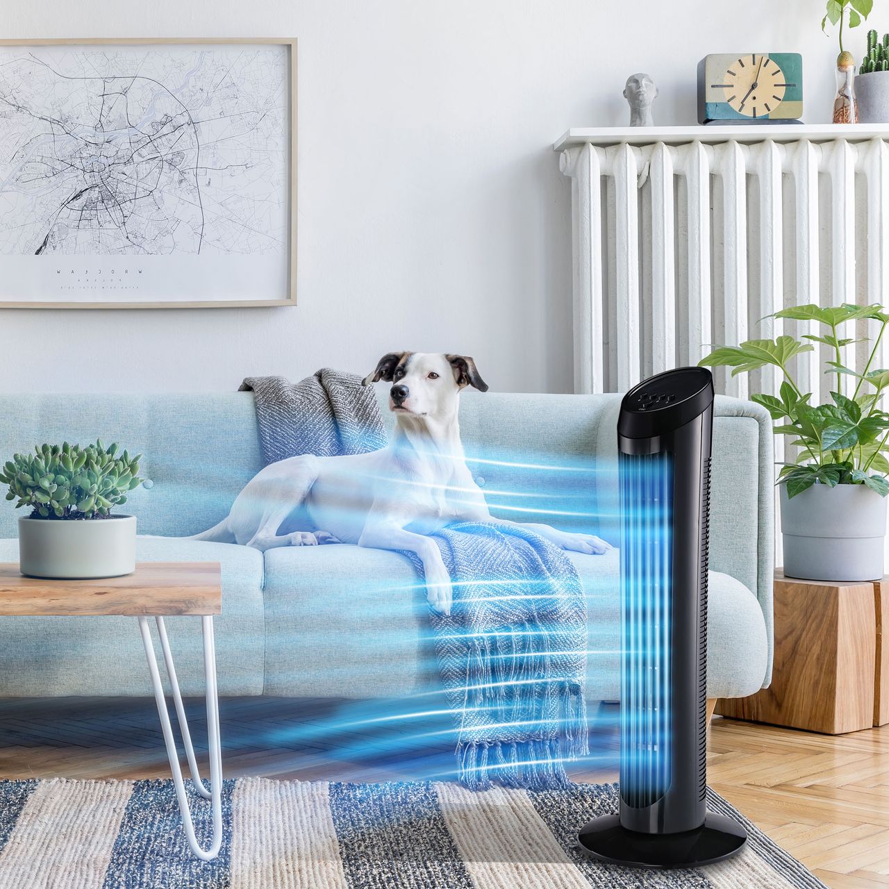 HOMCOM Standventilator 45 W Turmventilator, 3 Belüftungsstufen, ABS, Schwarz