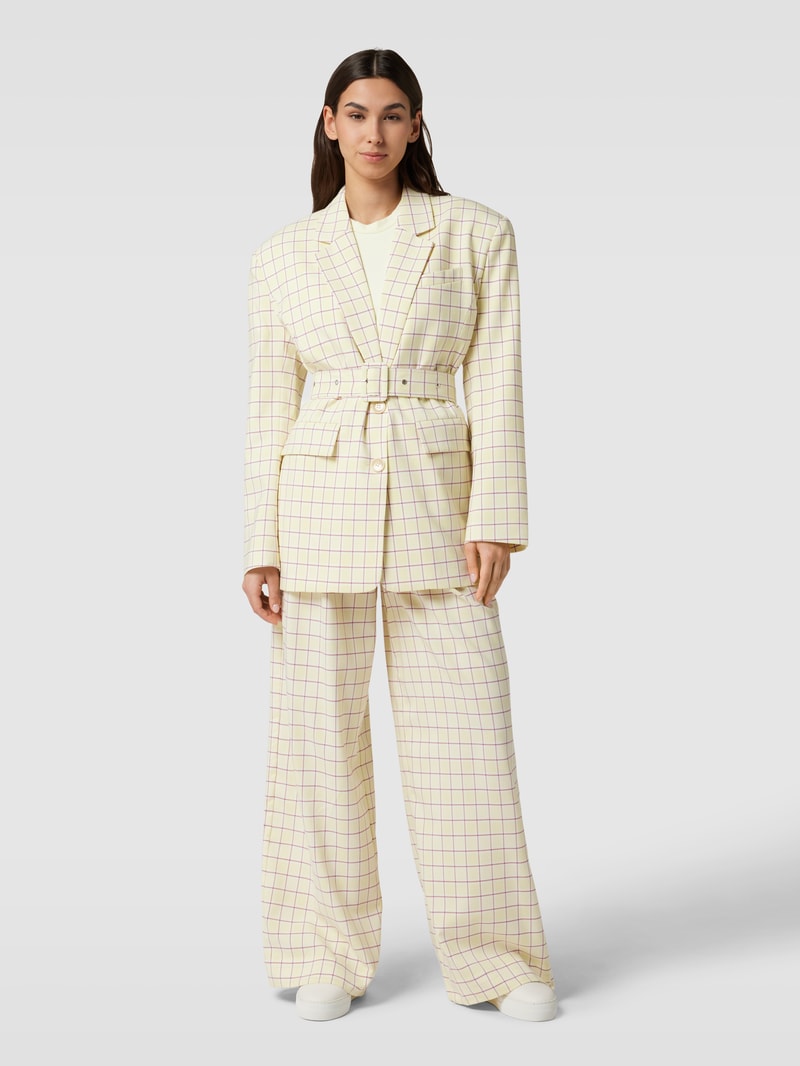 Blazer mit Allover-Muster Modell 'Mirella' in hellgelb