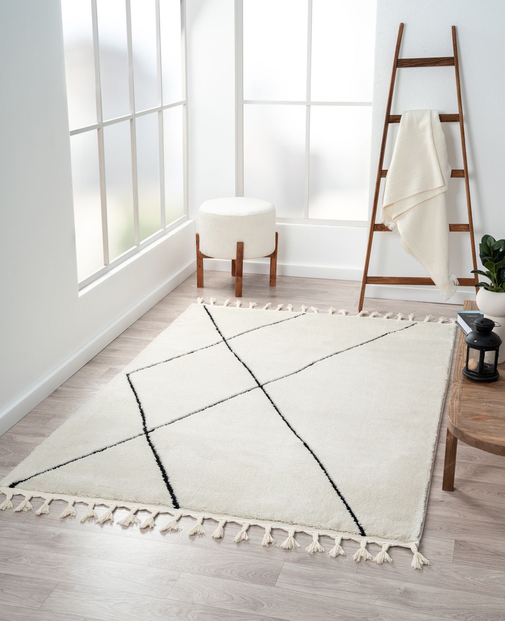 MyFlair Teppich Moroccan Hideaway, 200 cm x 140 cm, Farbe weiß, rechteckig, Florhöhe 19mm