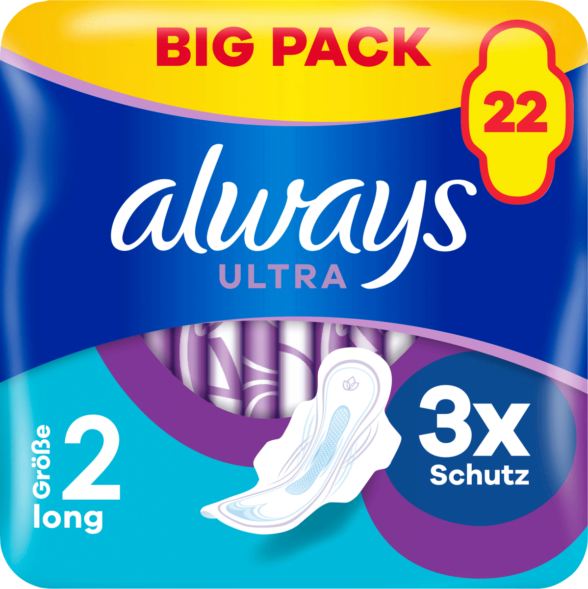 Ultra-Binden Long mit Flügeln BigPack, 22 St