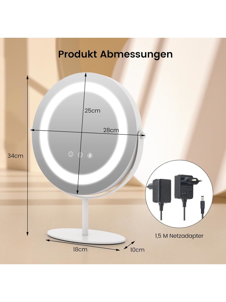 COSTWAY Kosmetikspiegel mit Beleuchtung in Silber günstig kaufen onesize