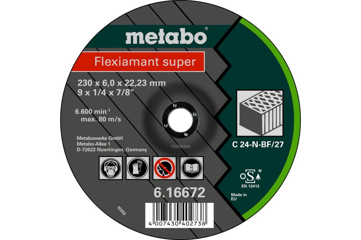 Metabo Zubehör 616731000 Entgratscheibe Ø 125x6,0x22,2 Stein Flexiamant super