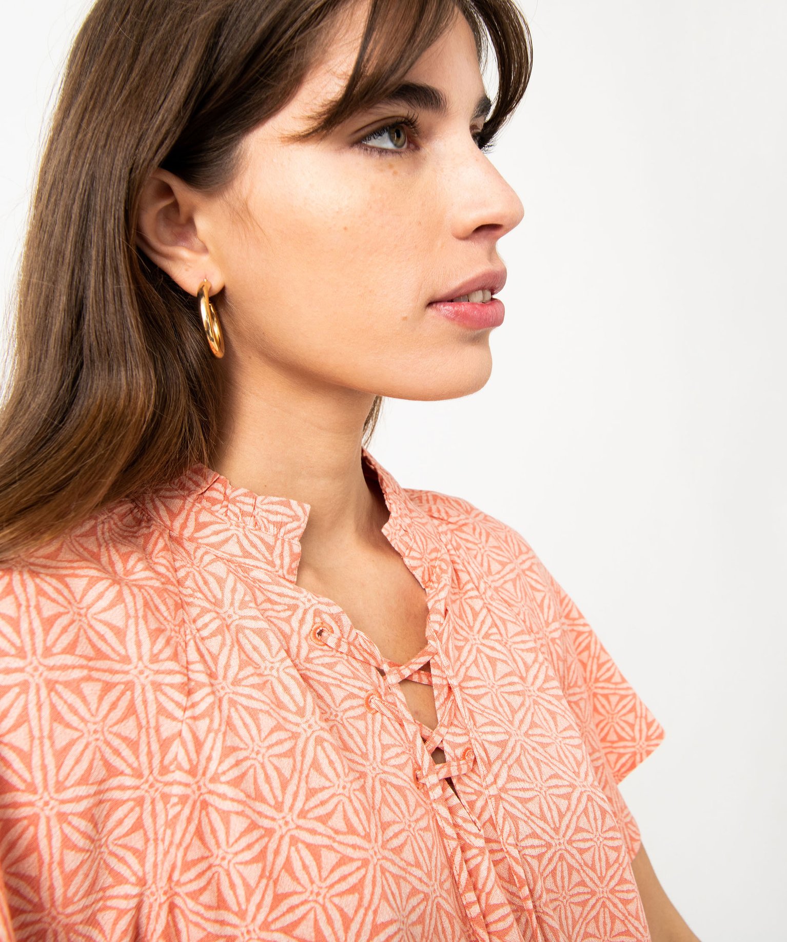 Blouse à manches courtes en crêpe de viscose imprimé femme imprime | GEMO