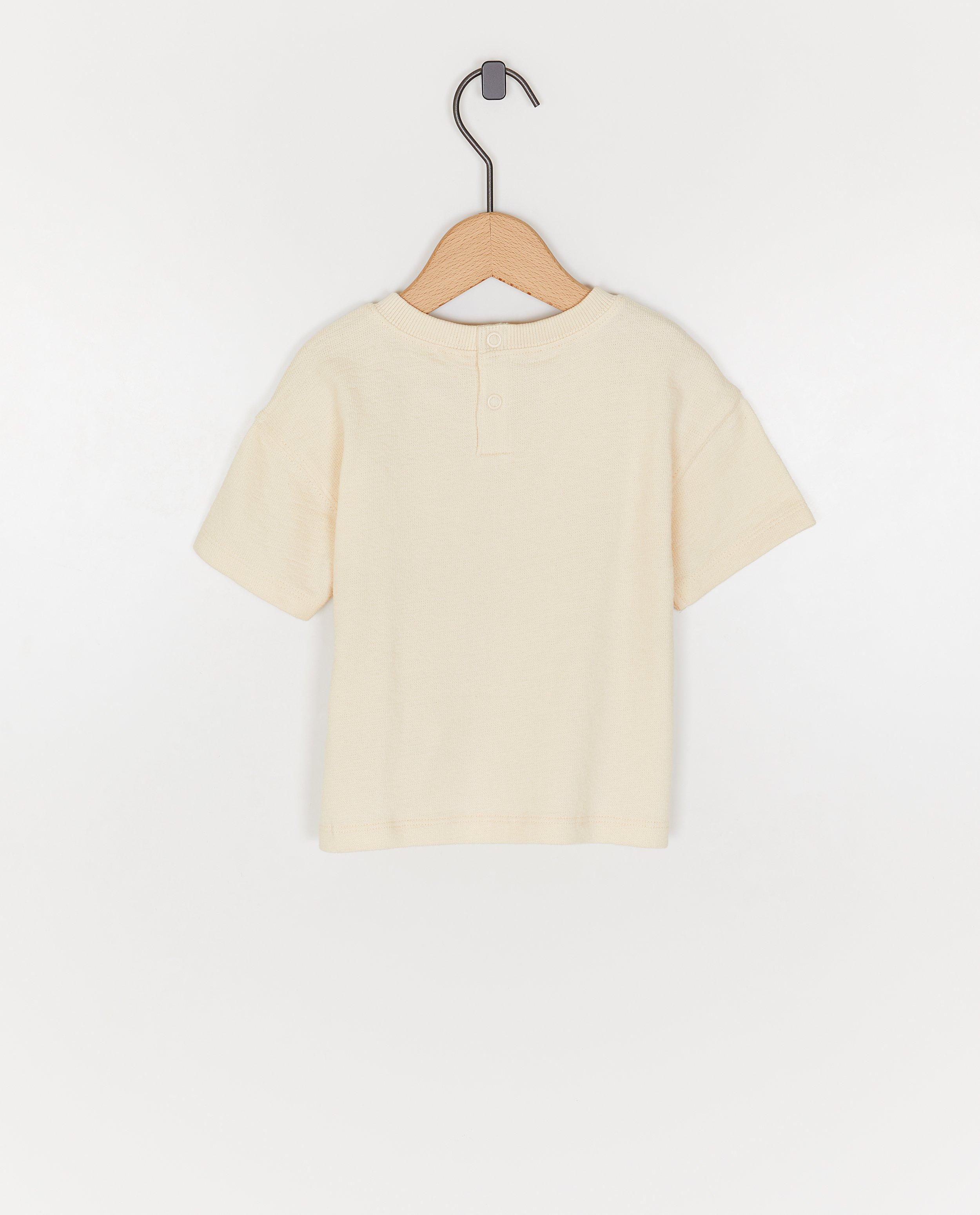 Tricou bej Cuddles and Smiles cu imprimeu de zâmbete
