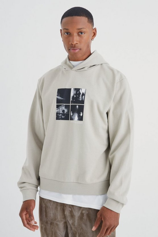 Kastiger Hoodie mit Print