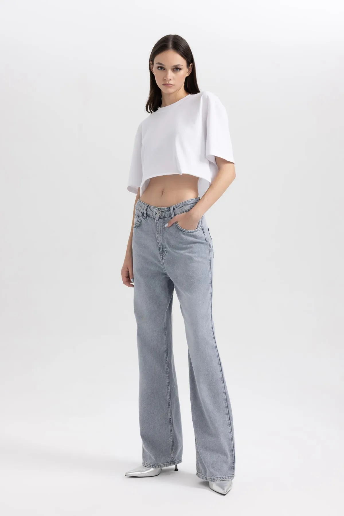 DeFacto  90er-Jahre-Jeans mit weitem Bein, lange Hose aus 100 % Baumwolle