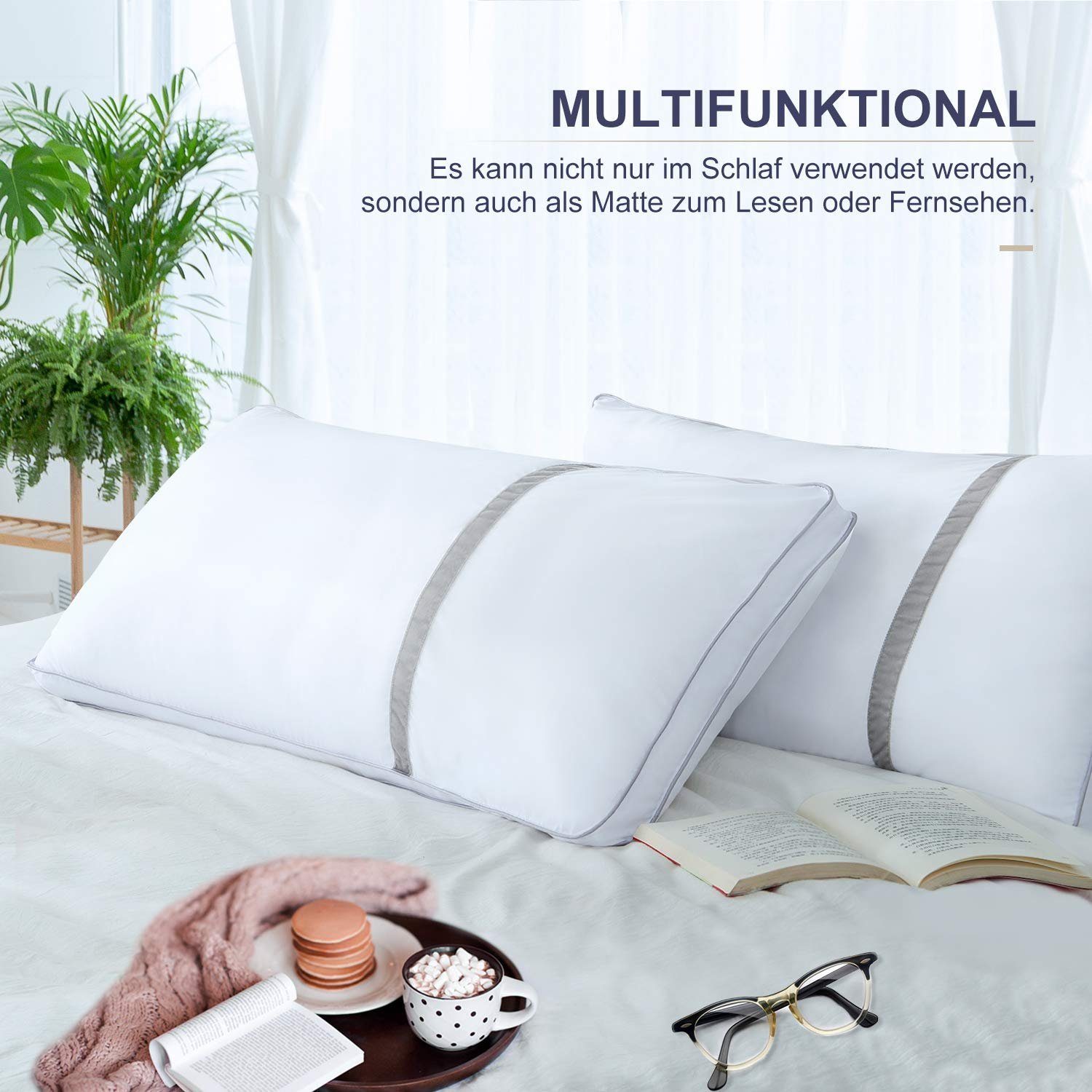 Kopfkissen Kissen 40x80/80x80 cm, 2er Set Flauschige Kissen aus Mikrofaser, BedStory, Füllung: Microfaser, Sofakissen für Schlafzimmer, Wohnzimmer, Maschinenwaschbar Kopfkissen