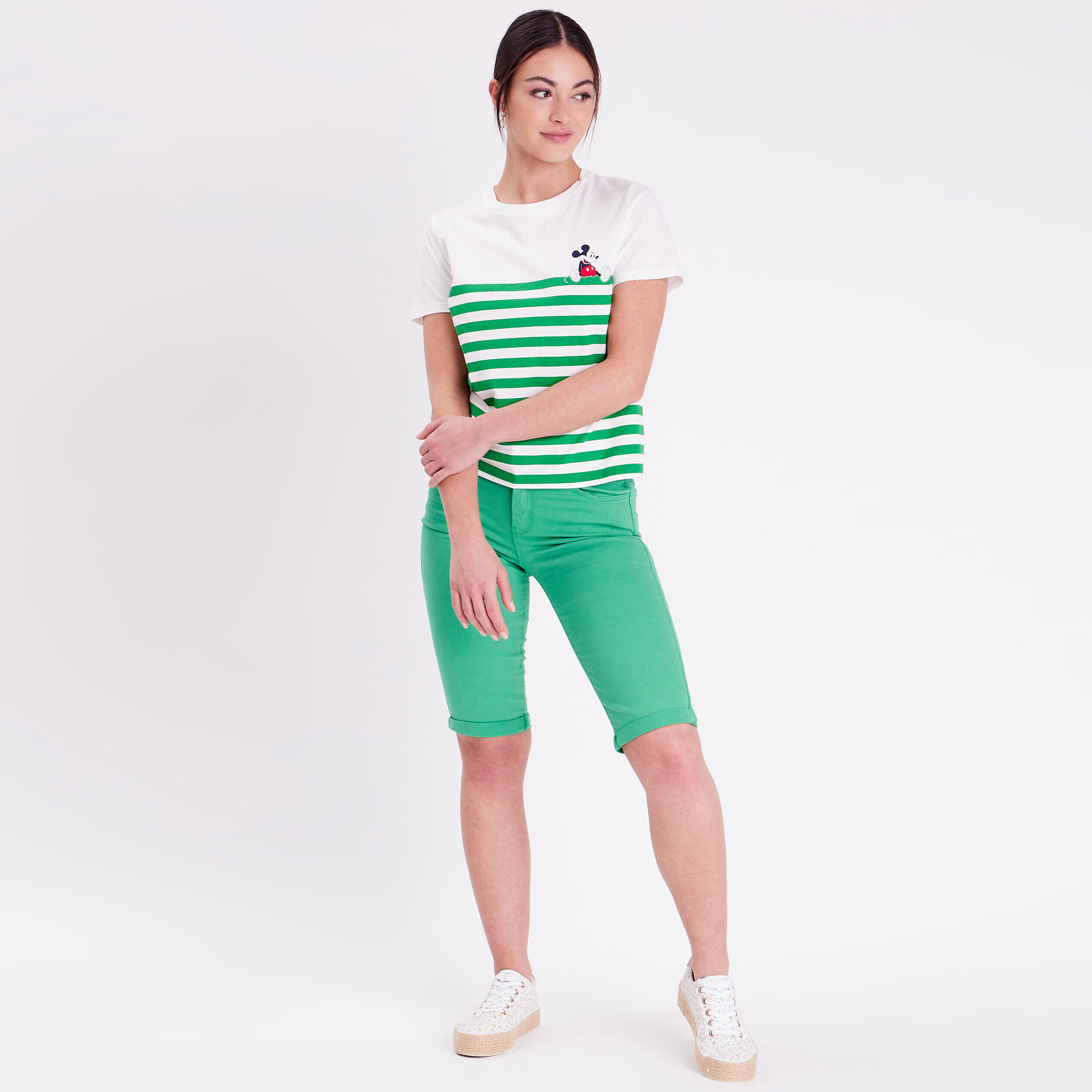 T-shirt manches courtes Mickey blanc femme | Cache Cache