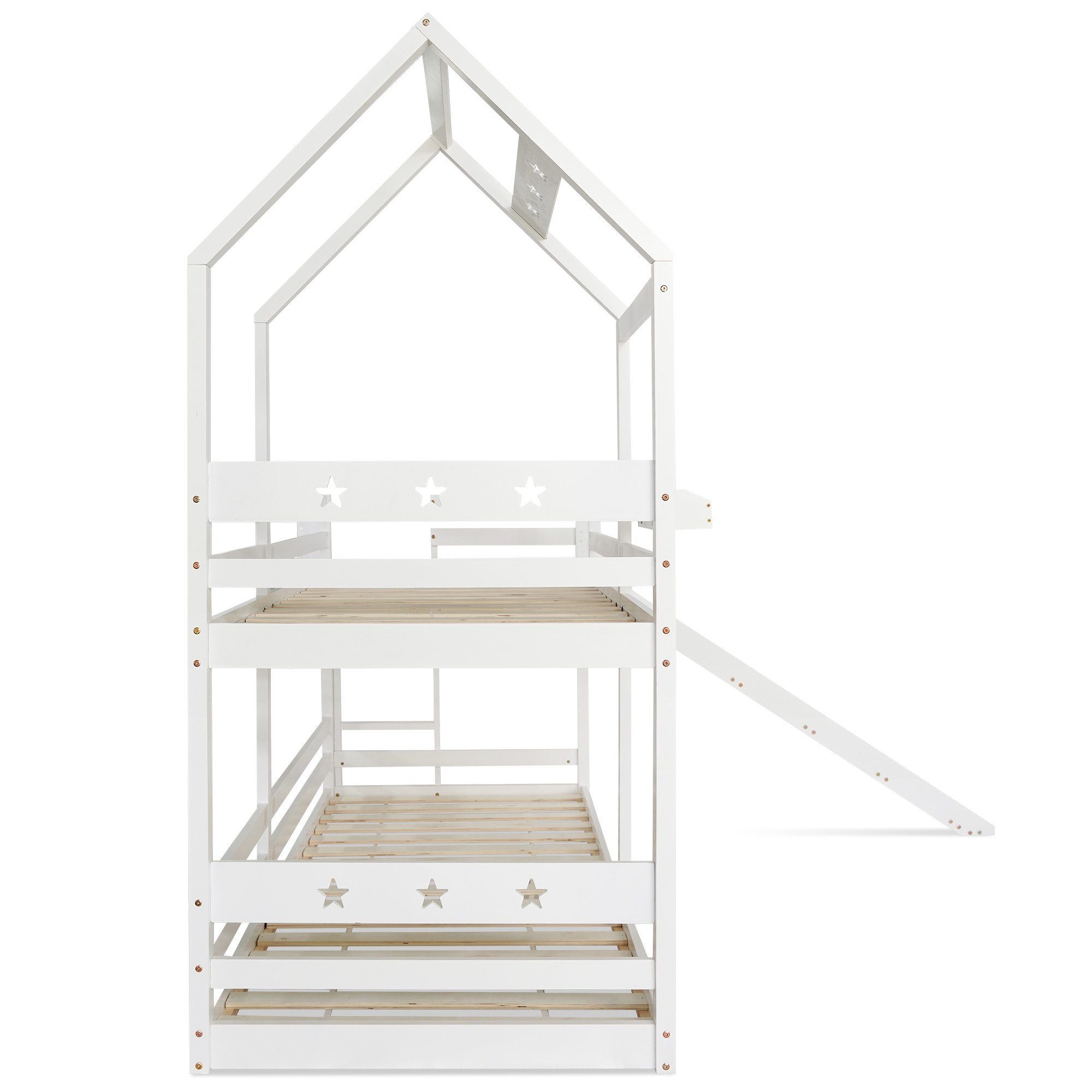 BlingBin Etagenbett Kinderbett Baumhaus Hochbett für Kinder (1-St., mit Rutsche & Leiter 90 x 200 cm), Rundum-Absturzschutz