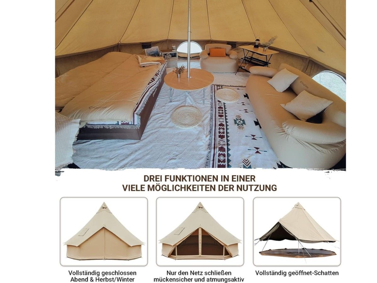 KingCamp 4 M Khan Glamping Bell Zelt
