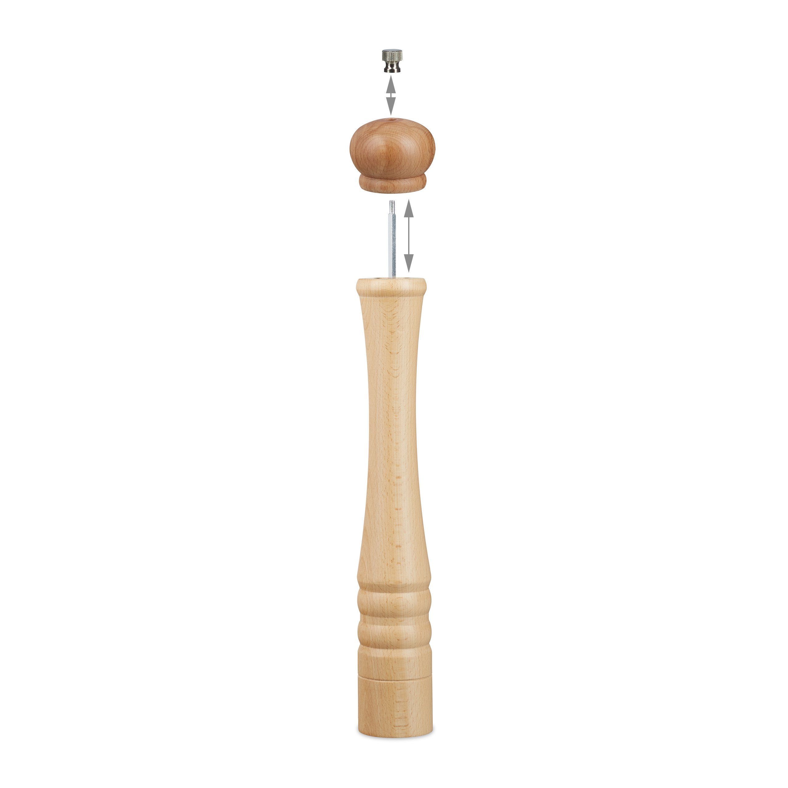 relaxdays Gewürzmühle 1 x Pfeffermühle Holz hellbraun