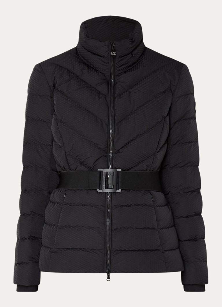 Pikowana kurtka Emporio Armani z paskiem i fakturą