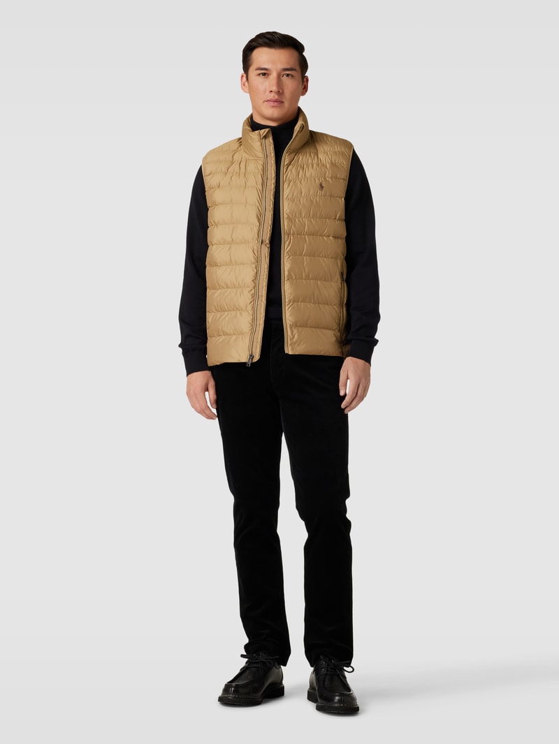 Steppweste mit Label-Stitching Modell 'TERRA' in khaki