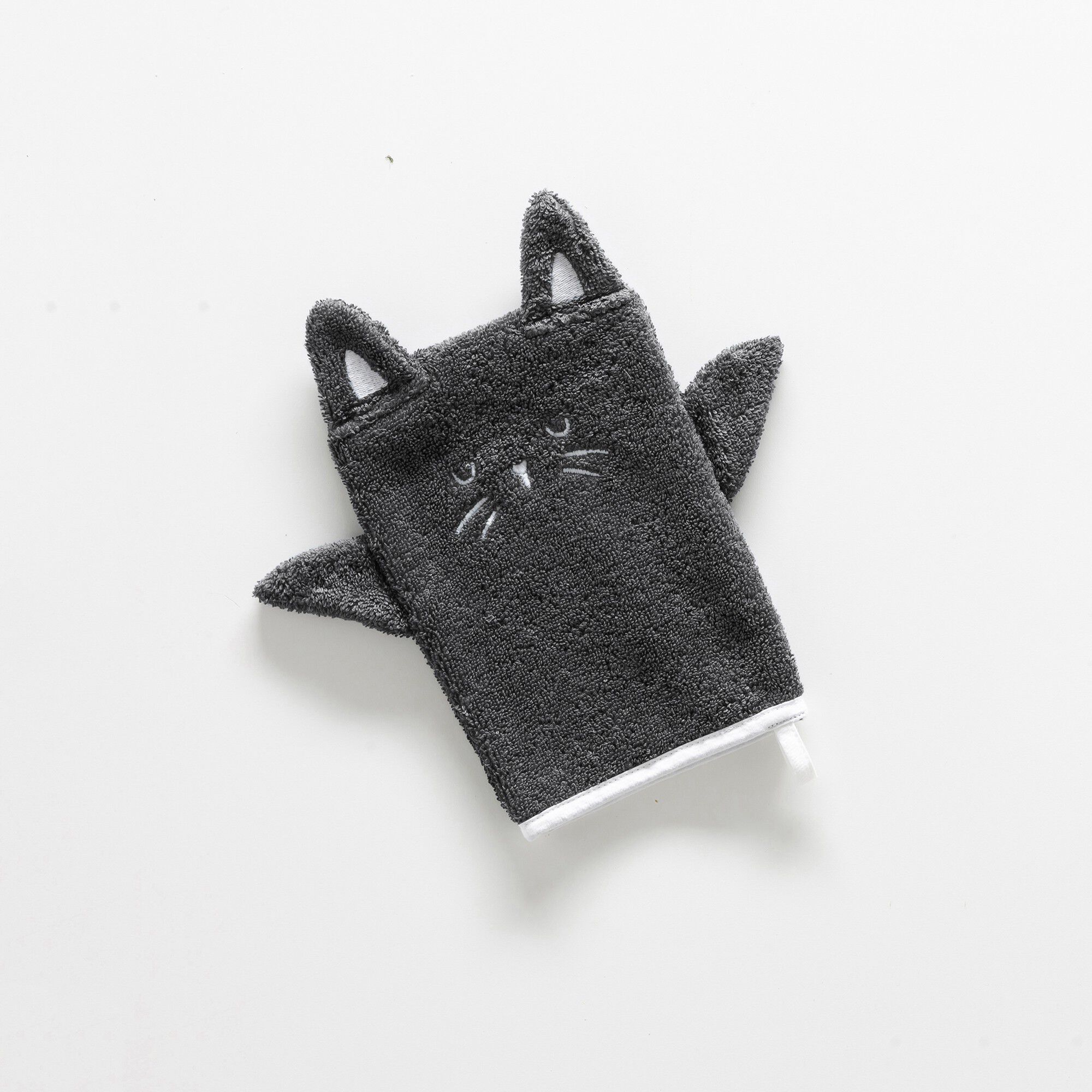 Collection éponge enfant brodée chat personnalisable coton
