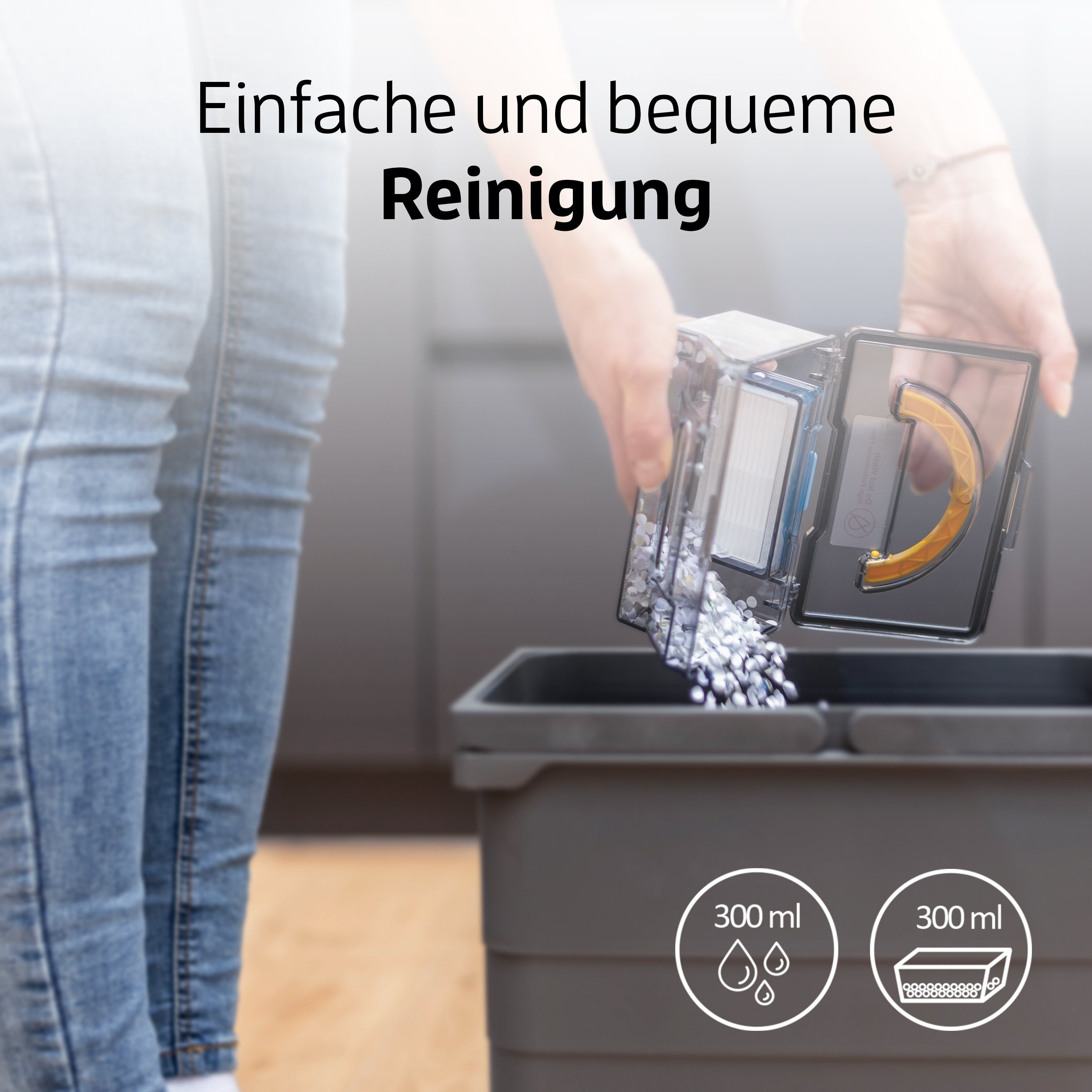 ZACO Nass-Trocken-Saugroboter V5sPro, 22 W, beutellos, Wischfunktion, Fallschutz, Haustiere und Allergiker geeignet, leise