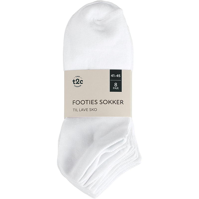 Time 2 Change Footies 8-pk str 41/45, hvit