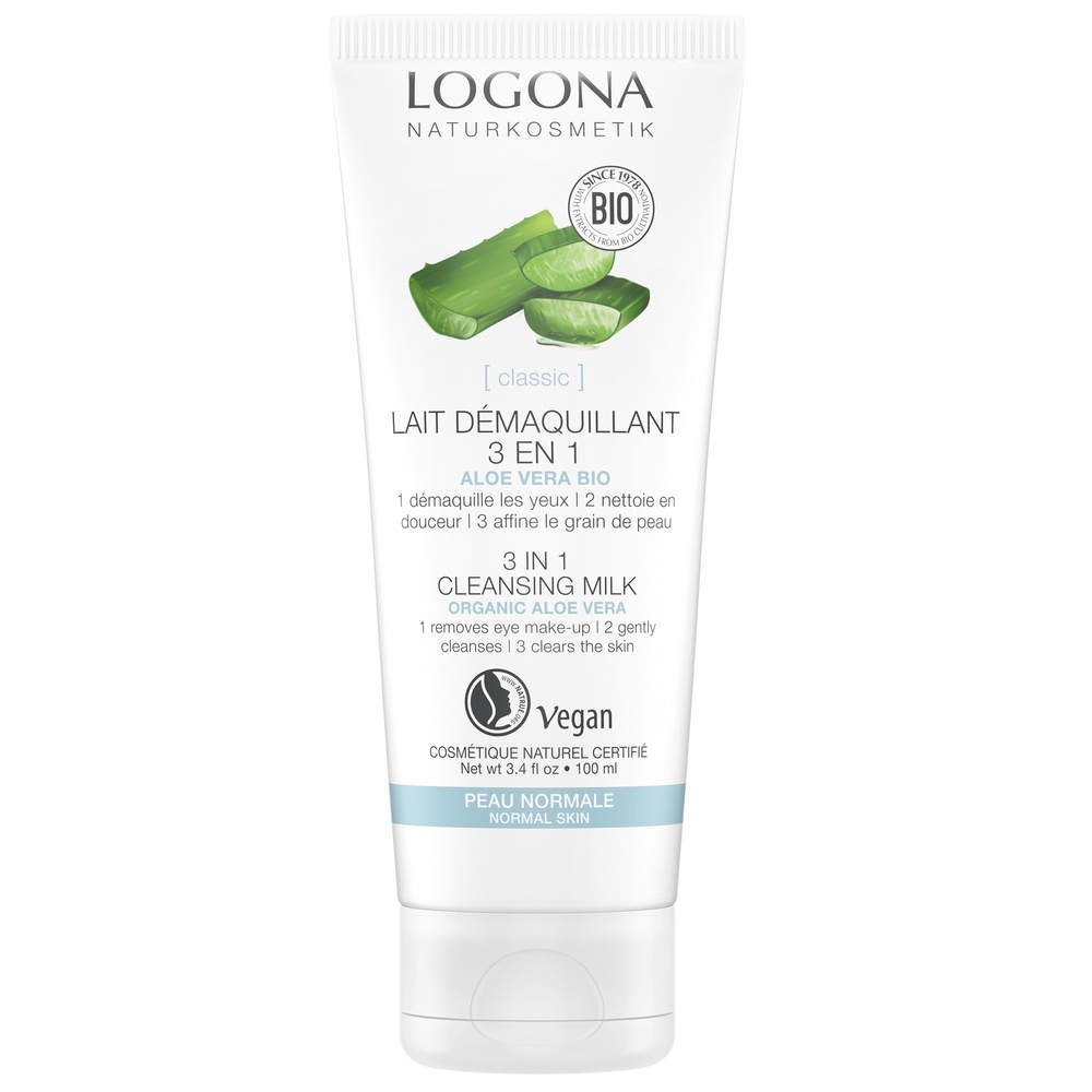 logona Lait démaquillant 3 en 1 aloe vera bio,100 ml Démaquillants