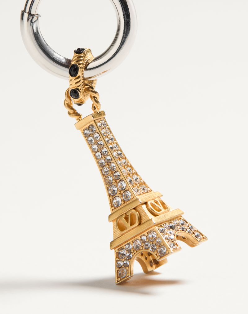 Boucle d'oreille unique Chez Valentino en métal et strass Swarovski®