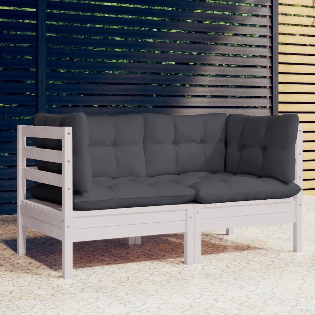 vidaXL Loungesofa 2-Sitzer-Gartensofa mit Anthrazit Kissen Massivholz Kiefer, 1 Teile