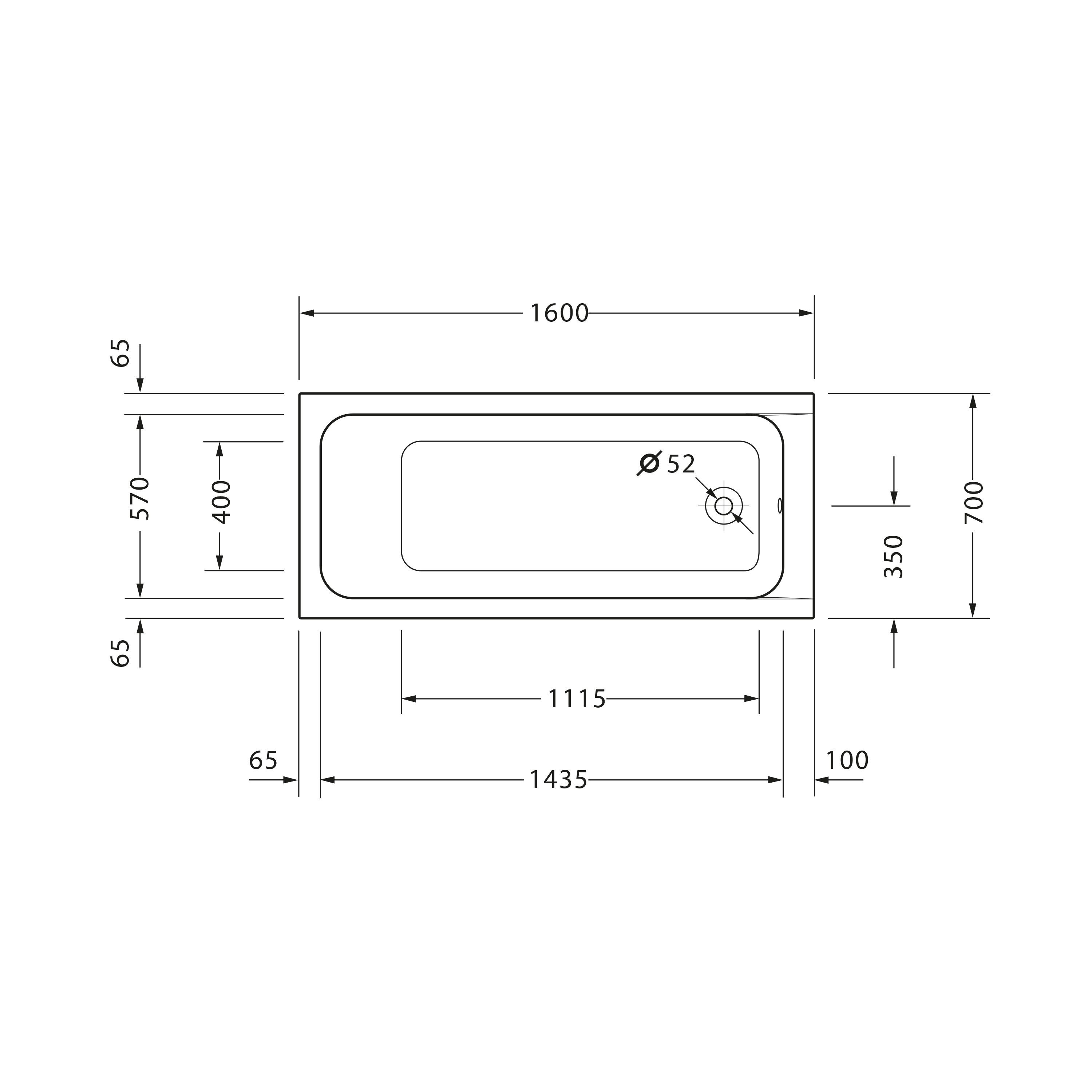 Duravit Badewanne D-Code 1600 x 700 mm Weiß Wanne mit Rückenschräge