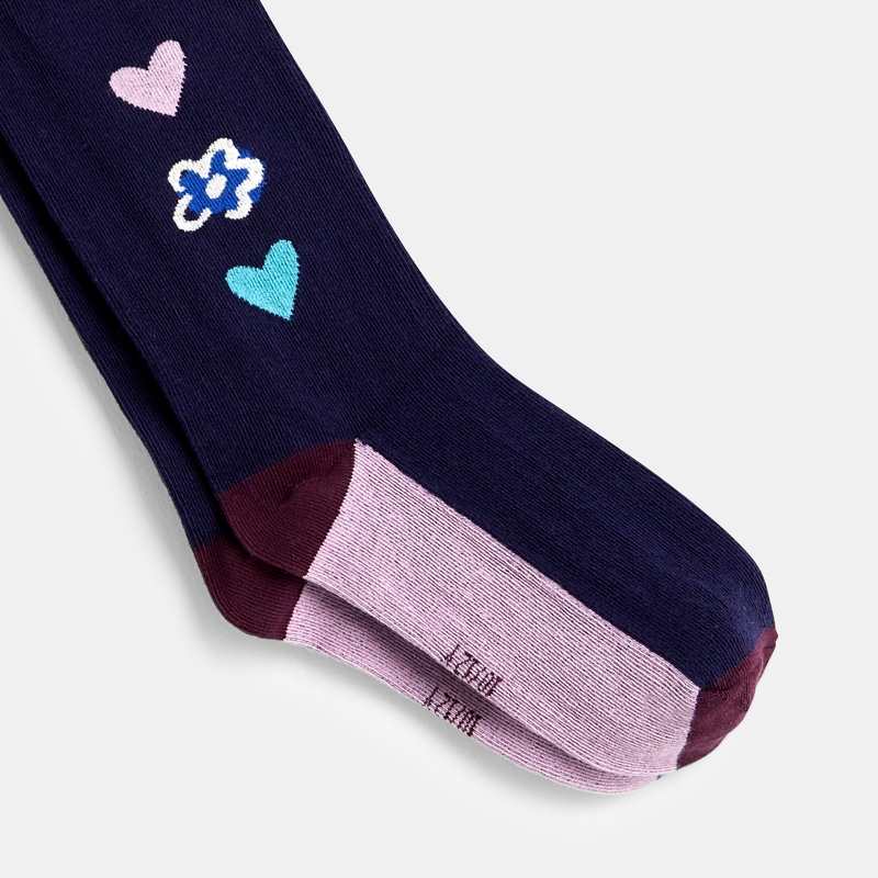 Collants fille chauds imprimé cœurs bleus Catimini