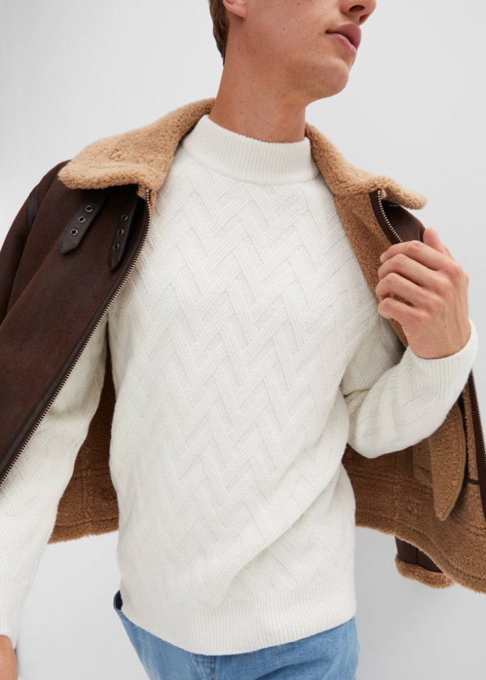Stehkragenpullover mit Struktur