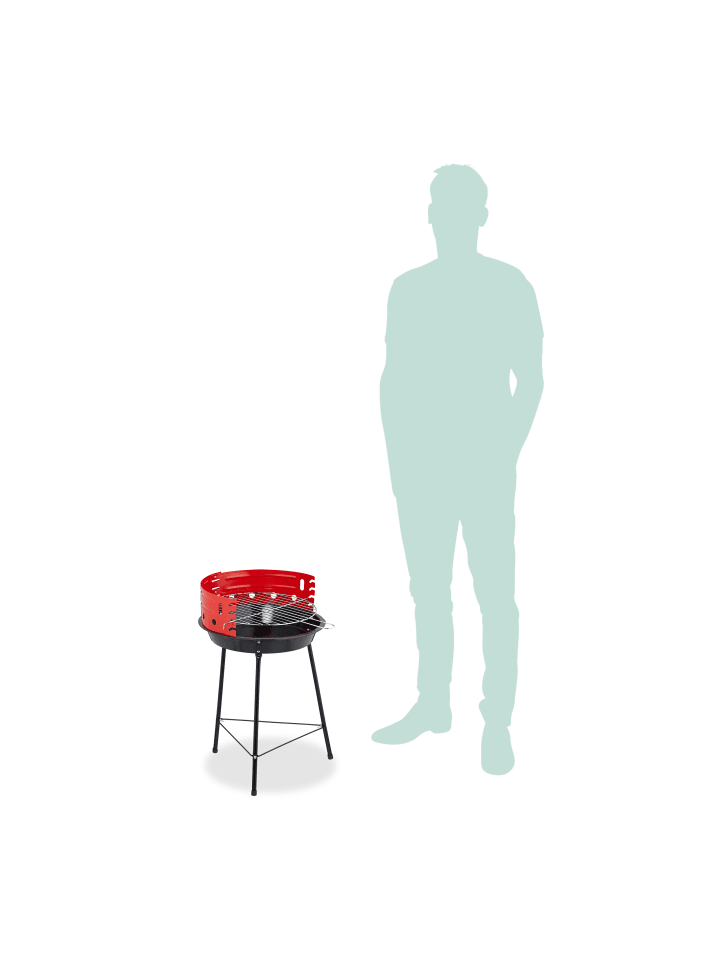 relaxdays Holzkohlegrill in Schwarz/ Rot - Ø 37 cm günstig kaufen onesize