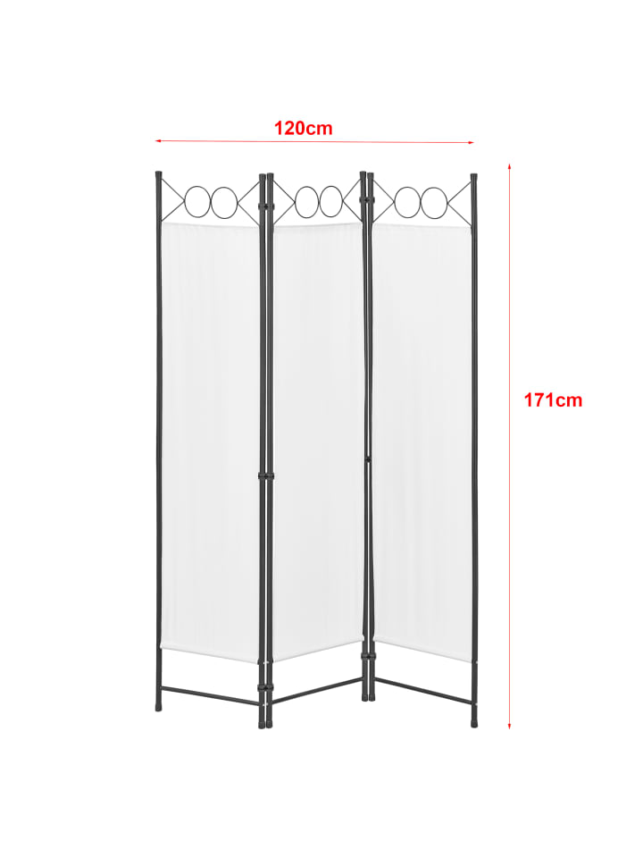 en.casa Raumteiler Saragossa 3-teilig in Beige (H)171cm (B)120cm günstig kaufen onesize