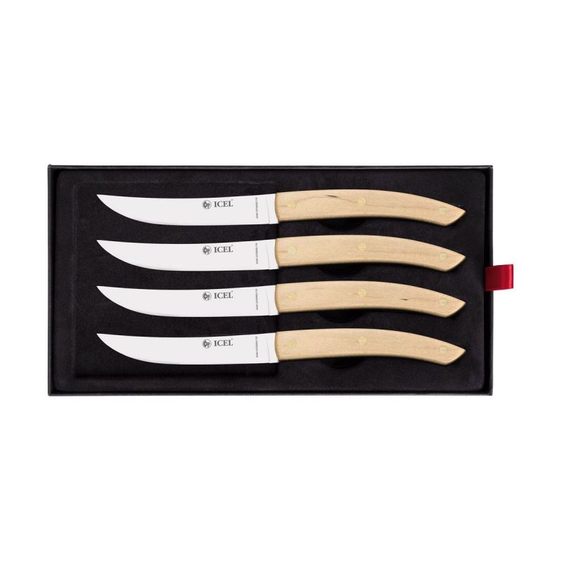 ICEL - 4-teiliges Steakmesser-Set mit Ahorngriff