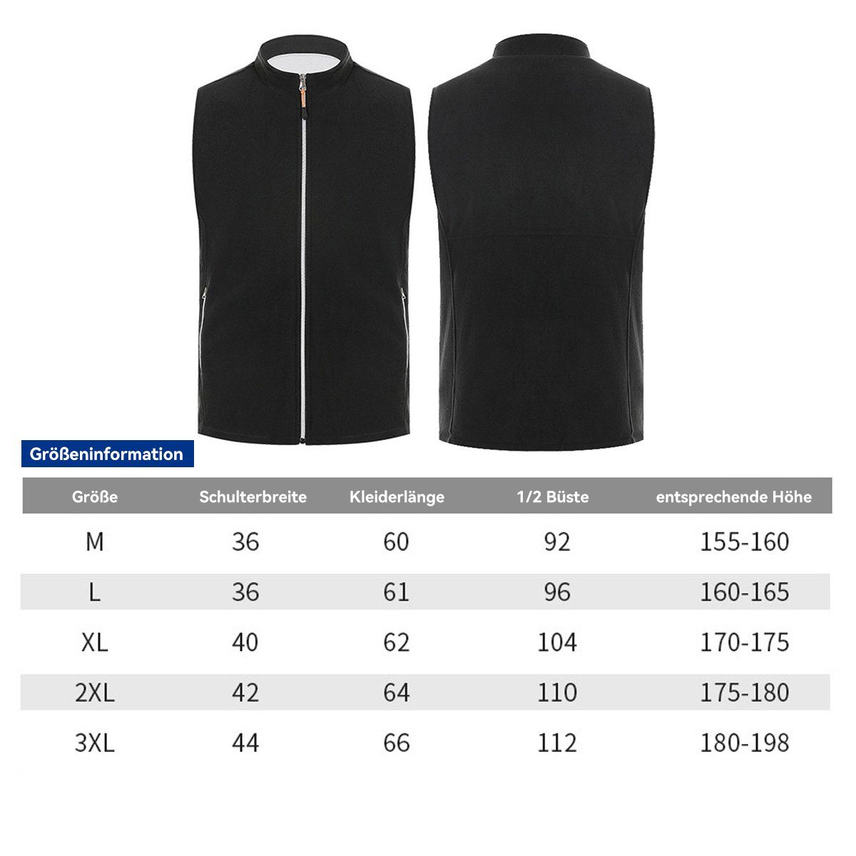 Welikera Funktionsweste Heizweste,Beheizbare Jacke Wärmeweste mit 3 Modi,USB-Aufladung