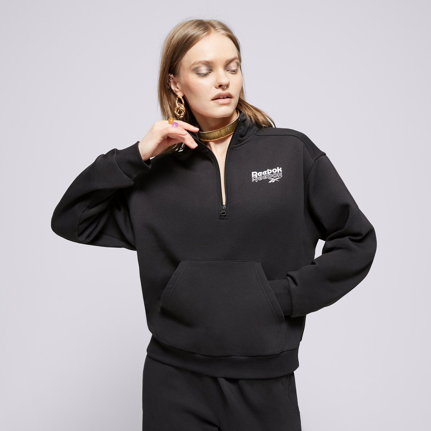 REEBOK SWEATSHIRT RIE 1/4 ZIP Schwarz