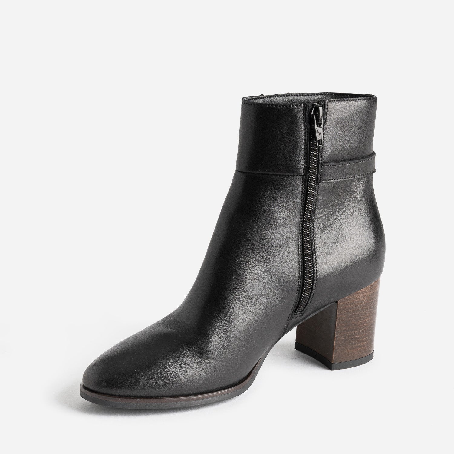 Boots noir éco-conçu en cuir avec bride