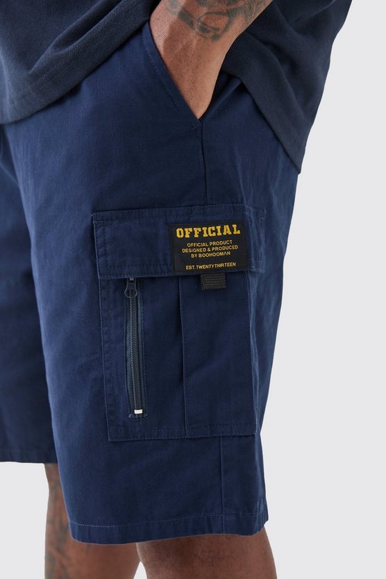 Plus lockere Twill Cargo-Shorts mit Reißverschluss-Detail