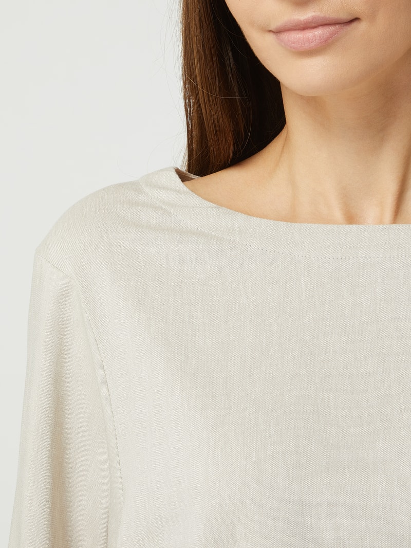 Sweatshirt mit Leinen-Anteil in beige