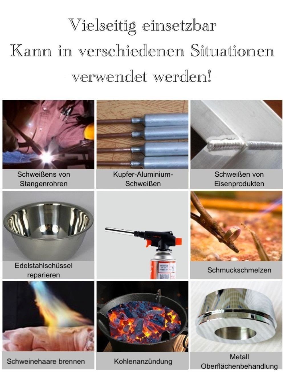 RHP Flambierbrenner RHP Präzisions-Brenneraufsatz mit Gasflaschen: Perfekte Lösung für, (5-tlg)
