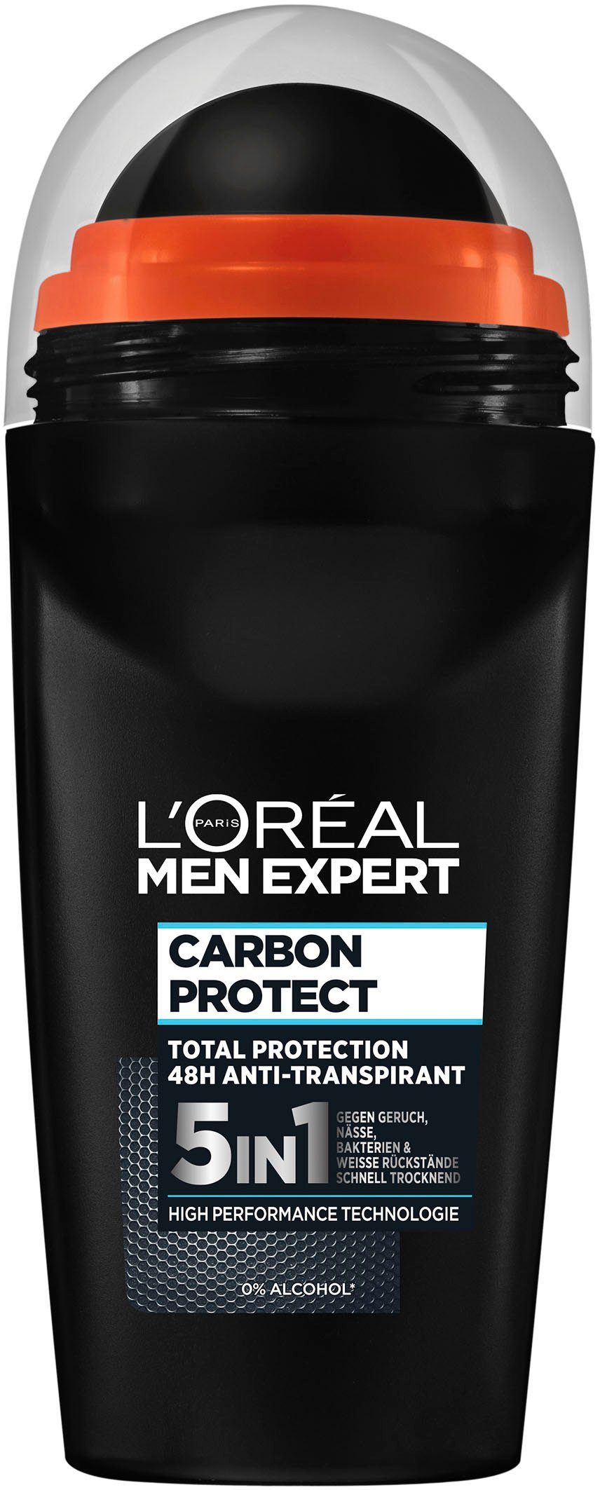 L'ORÉAL PARIS MEN EXPERT Deo-Roller Deo Roll-on Carbon Protect, Packung, 6-tlg.