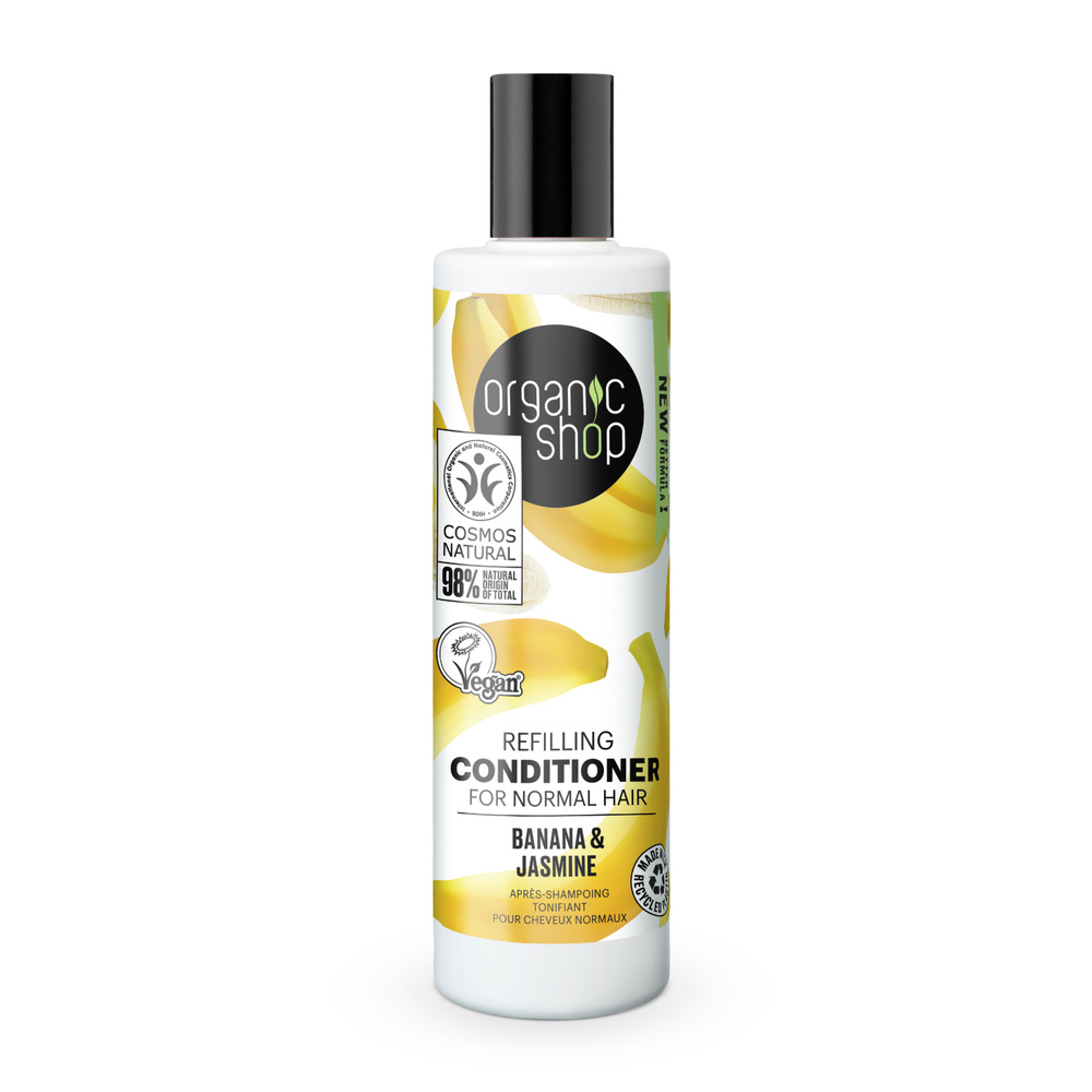 organic shop Après-shampoing cheveux normaux Banane Jasmin Vegan Naturel Après-shampoing