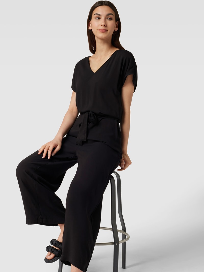 Jumpsuit aus reiner Viskose mit Animal-Print Modell 'Joella' in schwarz